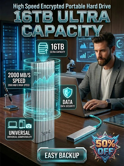 16 TB tragbare Mini-SSD mit großer Kapazität und Typ-C-Anschluss